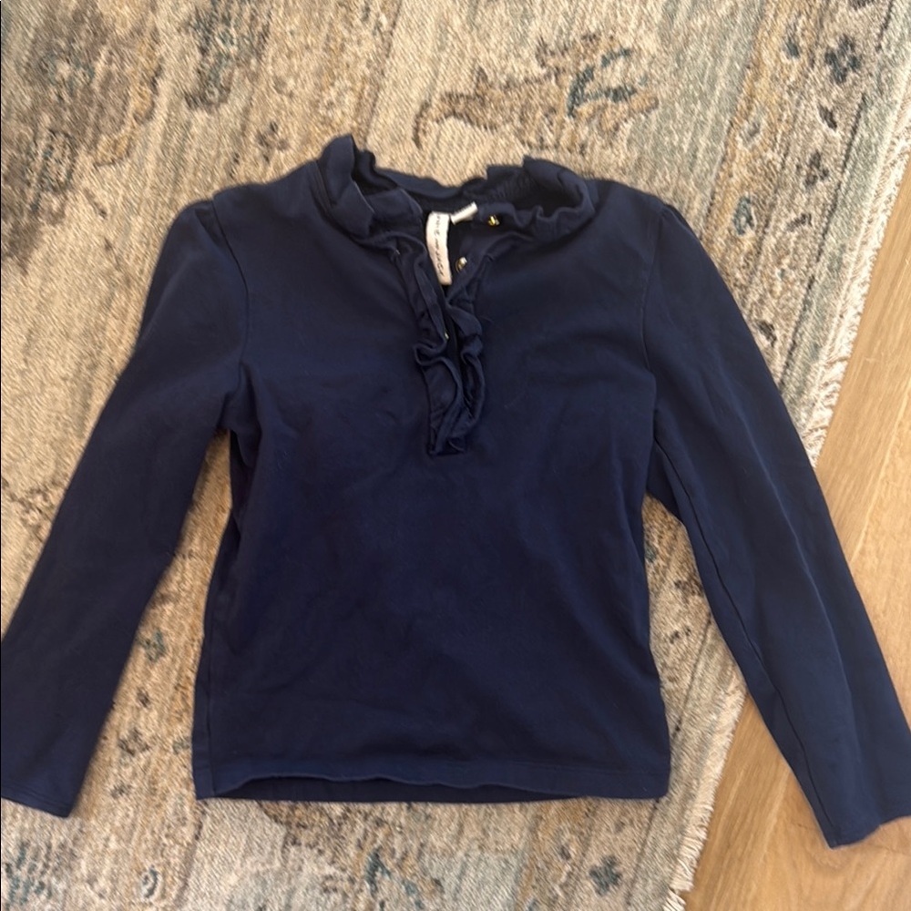 Janie and Jack Navy Blue Kids Ruffle Top